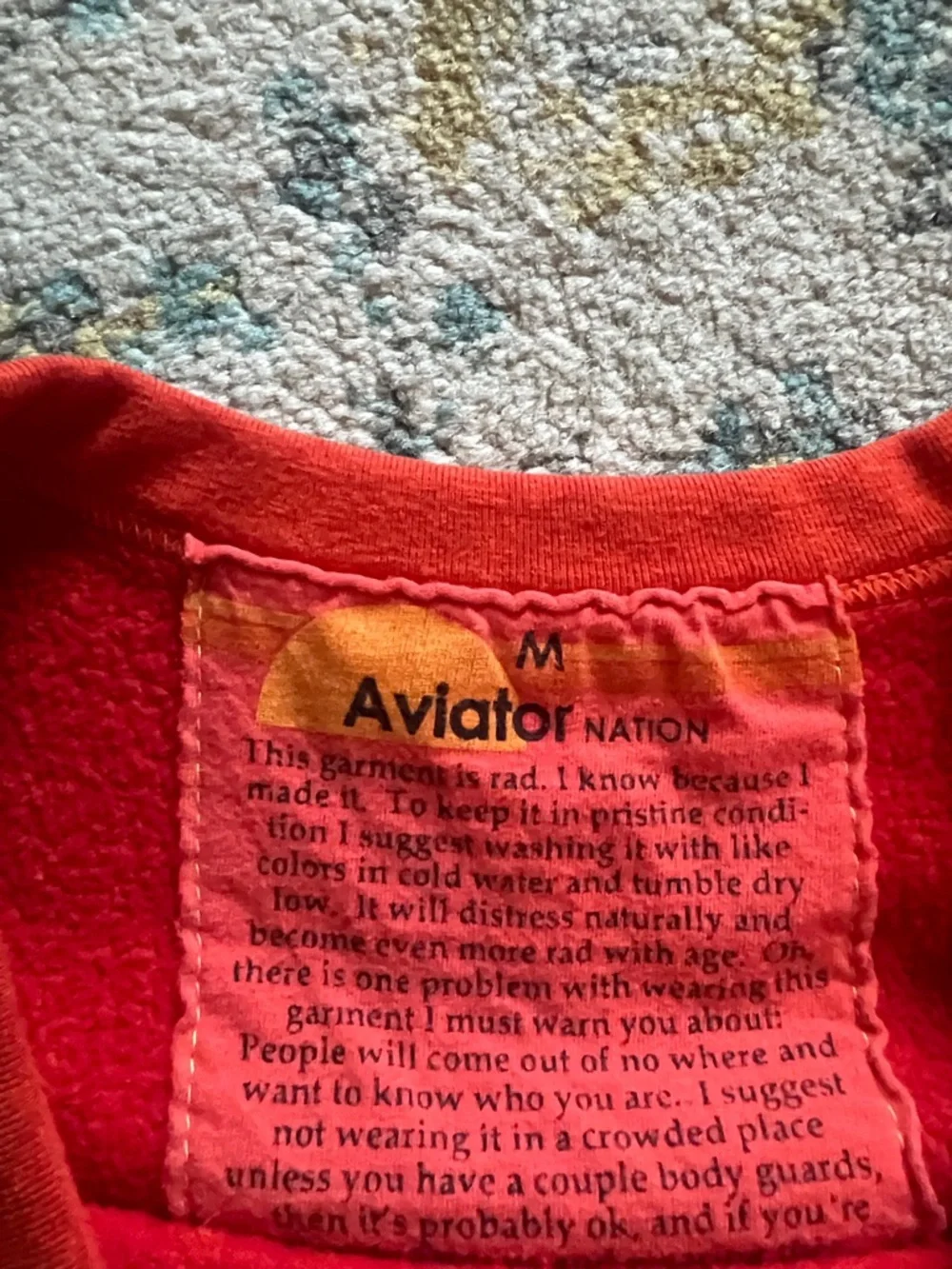 Aviator Nation Orange 5 Stripe sweatshirt - Picture 2 of 3